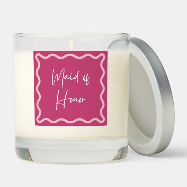 Maid of Honor Magenta Wavy Aesthetic  Scented Candle (Lid)
