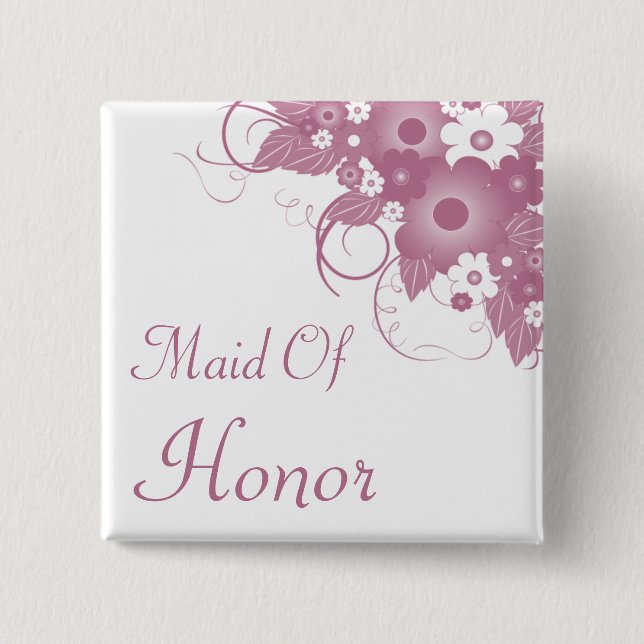 Maid Of Honor Mauve Bouquet Button (Front)