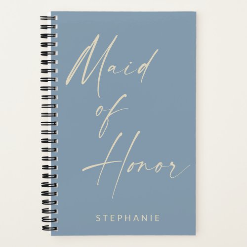 Maid of Honor Minimalist Dusty Blue Personalized Notebook