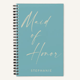 Maid of Honor Minimalist Teal Blue Personalized Notebook