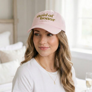 Maid of Honor Modern Pink Personalized Name Hat