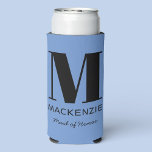 Maid of Honor Monogram Name Blue Seltzer Can Cooler<br><div class="desc">Modern typography minimalist monogram name design which can be changed to personalize. Perfect for thanking your Maid of Honor for all their help and support in making your wedding amazing. Change the blue background and text color to match your celebration.</div>