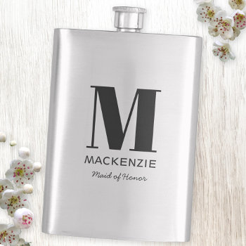 Maid Of Honor Monogram Name Flask by Squirrell at Zazzle