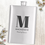 Maid Of Honor Monogram Name Flask at Zazzle