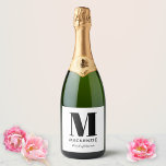 Maid of Honor Monogram Name Sparkling Wine Label<br><div class="desc">Modern typography minimalist monogram name design which can be changed to personalize. Perfect for thanking your Maid of Honor for all their help and support in making your wedding amazing.</div>