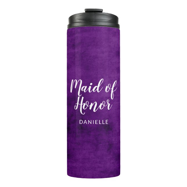 Maid of Honor Monogrammed Bridal Wedding Party Thermal Tumbler (Front)