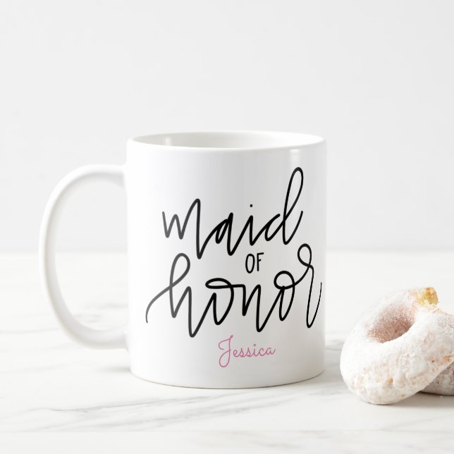 Maid of Honor Mug - Customizable Lettering Design (With Donut)