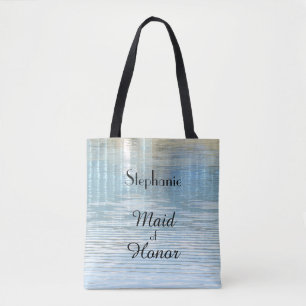 Maid of Honor, Name, Blue Abstract Water Tote Bag