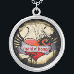 Maid of Honor Necklace Grunge Burnt Parchment<br><div class="desc">Keepsake Necklaces Choose either Silver Plated Gold Finish or Sterling Silver Unique Personalized Custom !st Christmas Gift Wedding Keepsake Wedding Party Necklaces - to change background color - click customize - click edit - choose last tool in drop down menu and choose from one of the colors shown or enter...</div>