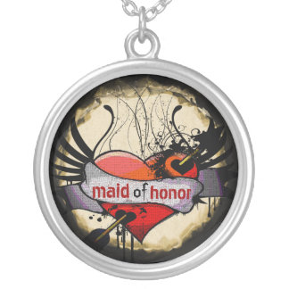 Maid of Honor Necklace Grunge Burnt Parchment