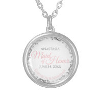 Maid of Honor Necklace Pink & Gray