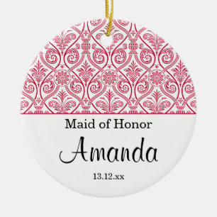 Maid of Honor ornament wedding favor - red elegant