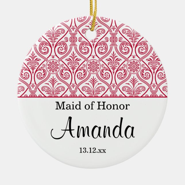 Maid of Honor ornament wedding favor - red elegant (Front)