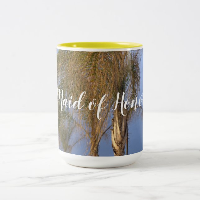 Maid of Honor Palm Trees Wedding Mugs (Center)