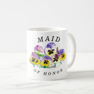 Maid of Honor Pansies Floral Vintage Wedding Coffee Mug