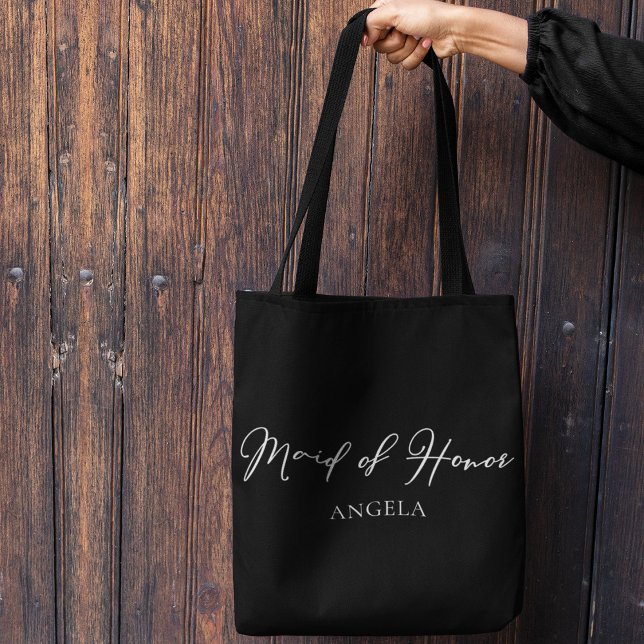 Maid of Honor Personalized Chic Minimalist Wedding Tote Bag (Creator Uploaded)