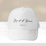 Maid of Honor Personalized Chic Minimalist Wedding Trucker Hat<br><div class="desc">This chic,  simple maid of honor hat features your name underneath elegant black typography. Customize these elegant,  modern bridal party hats for your wedding or bachelorette party.</div>