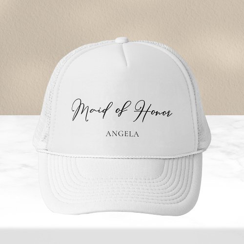 Maid of Honor Personalized Chic Minimalist Wedding Trucker Hat