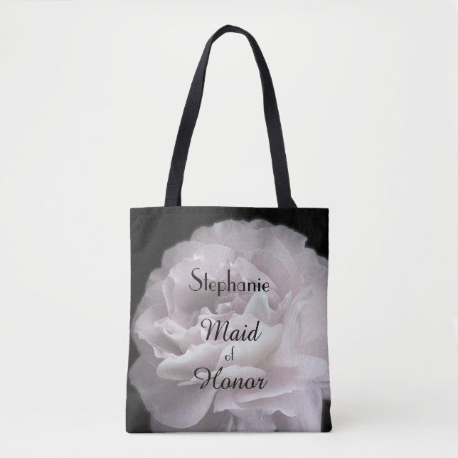 Maid of Honor Personalized Name Pale Pink Rose Tote Bag (Front)