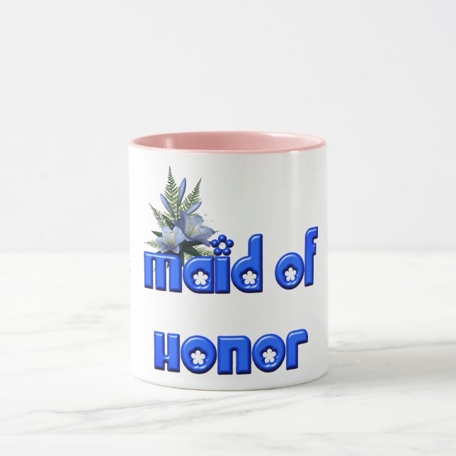 Maid Of Honor Personalized Wedding Blue  Mug (Center)