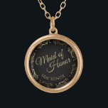 Maid of Honor Personalized Wedding Necklace Gift<br><div class="desc">This beautiful gold plated necklace is designed as a wedding gift or favor for the Maid of Honor. Designed to coordinate with our Gold Foil Elegant Wedding Suite, it features a gold faux foil flourish border with the text "Maid of Honor" as well as a place to enter her name....</div>