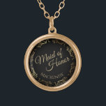Maid of Honor Personalized Wedding Necklace Gift<br><div class="desc">This beautiful gold plated necklace is designed as a wedding gift or favor for the Maid of Honor. Designed to coordinate with our Gold Foil Elegant Wedding Suite, it features a gold faux foil flourish border with the text "Maid of Honor" as well as a place to enter her name....</div>
