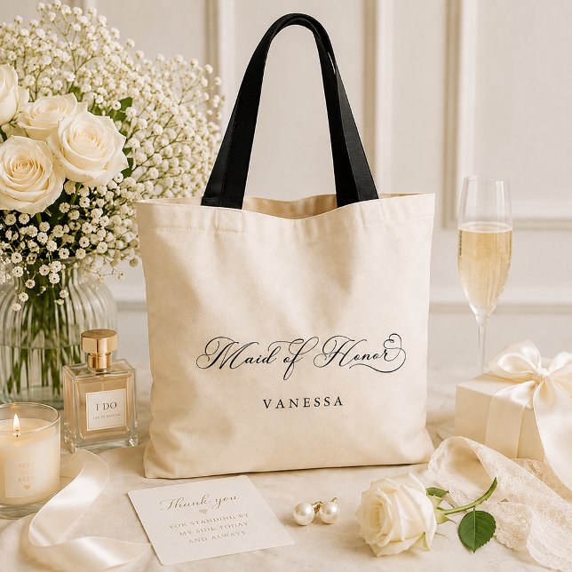 Maid of Honor Personalized Wedding Tote Bag (Wedding Party Tote Bag)