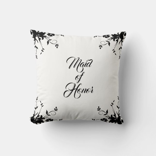 Maid of Honor Personalized White Throw Pillow (Front)