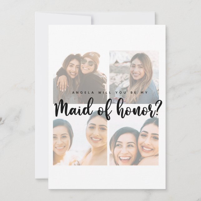Maid of honor photo collage proposal Flat Card (Front)