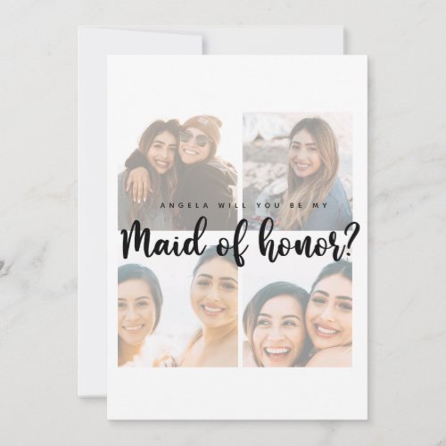 Maid of honor photo collage proposal Flat Card