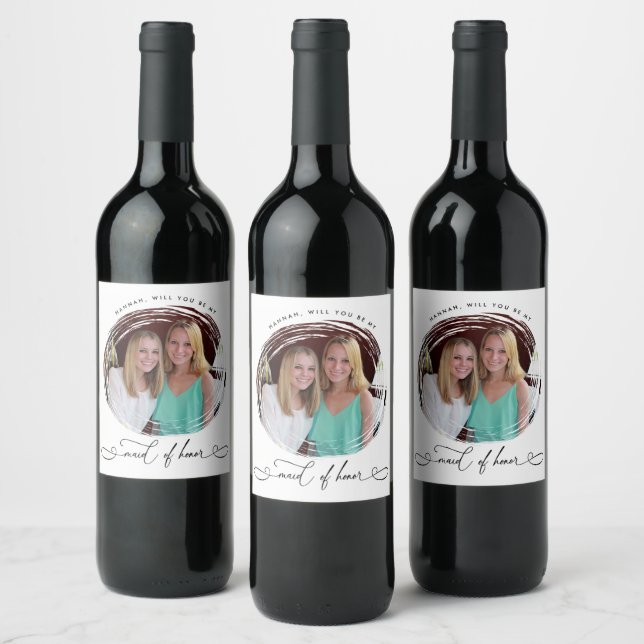 Maid Of Honor Photo Proposal Wine Label (Bottles)