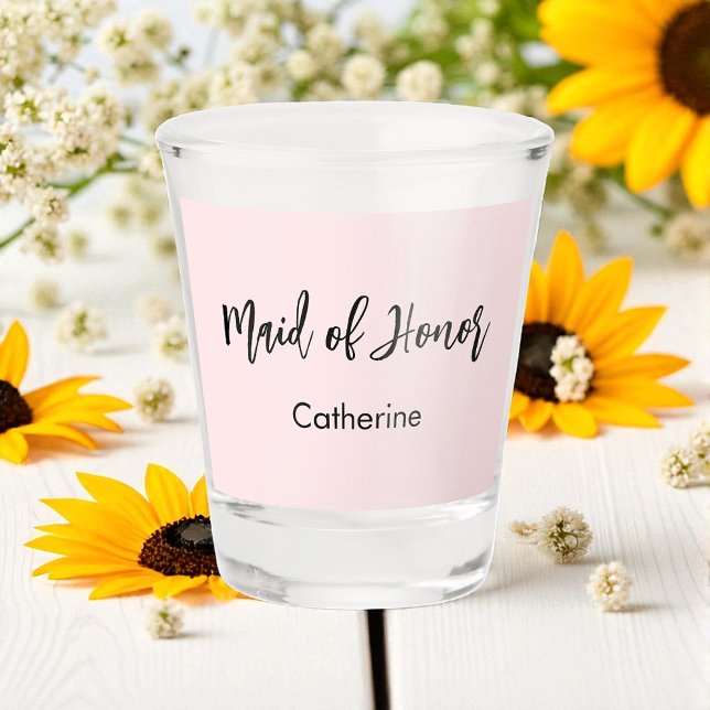Maid of Honor Pink Bridal Shower Script  Shot Glass (Creator Uploaded)