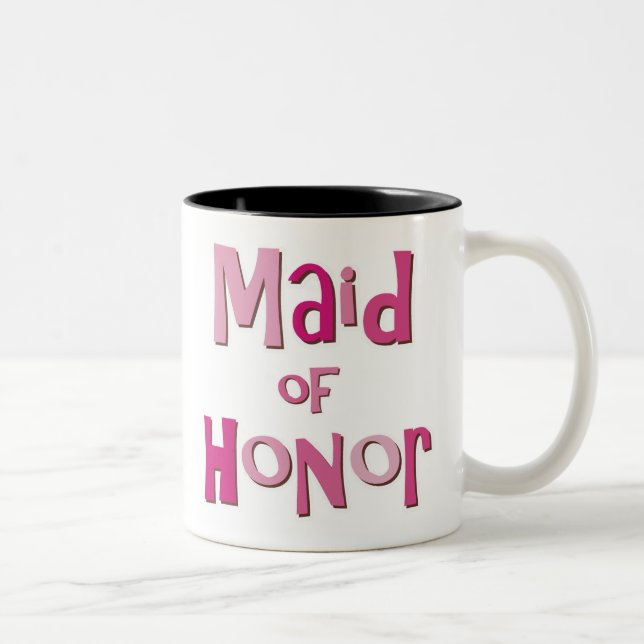 Maid of Honor Pink Brown Two-Tone Coffee Mug (Right)