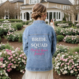 Maid of Honor Pink Custom Wedding Bachelorette Denim Jacket