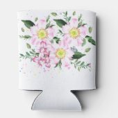 Maid of Honor Pink Floral Watercolor Wedding Can Cooler (Back)