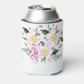 Maid of Honor Pink Floral Watercolor Wedding Can Cooler (Can Back)