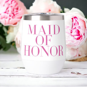 Maid of Honor Pink Modern Personalized  Thermal Wine Tumbler