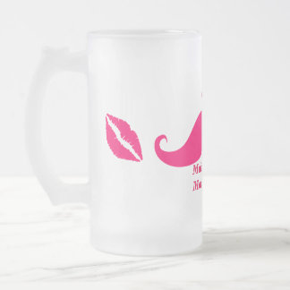 Maid of Honor Pink Mustache Frosted Glass Mug