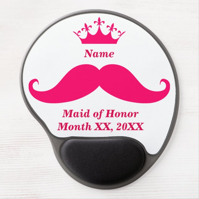 Maid of Honor Pink Mustache Gel Mousepad (Front)