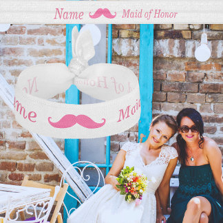 Maid of Honor Pink Mustache Hair Tie