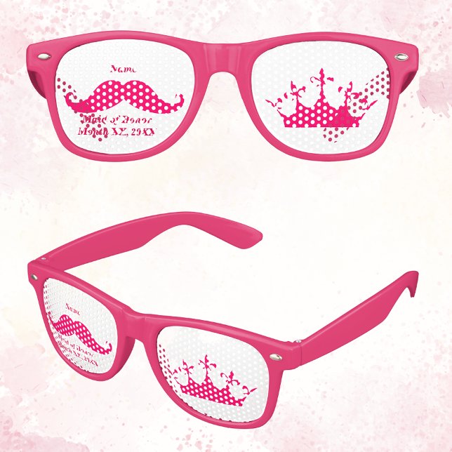 Maid of Honor Pink Mustache Party Retro Sunglasses (Maid of Honor Pink Mustache Party Retro Sunglasses)