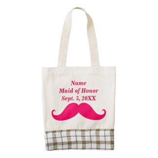 Maid of Honor Pink Mustache Tiara HEART Tote Bag