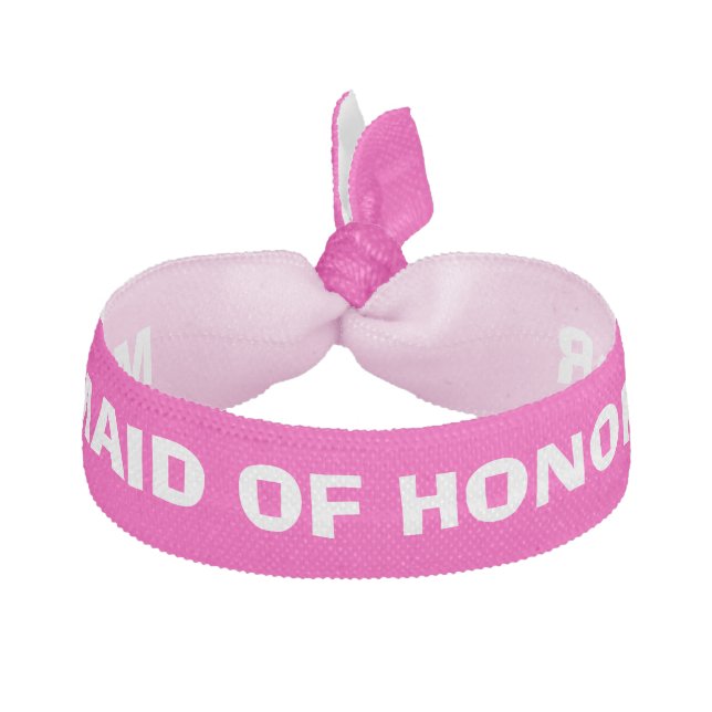 Maid of honor pink personalized hair tie (Front)