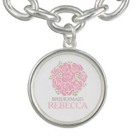 Maid of honor pink posy named wedding favor charm