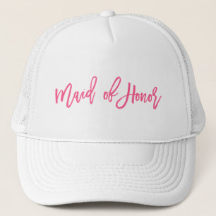 Maid Of Honor Pink Script Trucker Hat