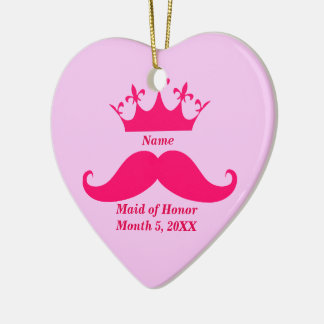 Maid of Honor Pink Tiara and Mustache Ornament