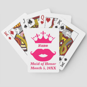Maid of Honor Pink Tiara & Mustache Playing Cards