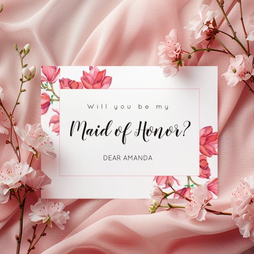 Maid of Honor Pink White Floral Postcard