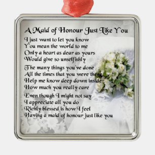 maid of honor poem - Wedding Bouquet design Metal Ornament