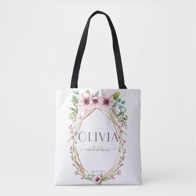 Maid of Honor  Pretty Pink Anemone Flowers Tote Bag (Front)